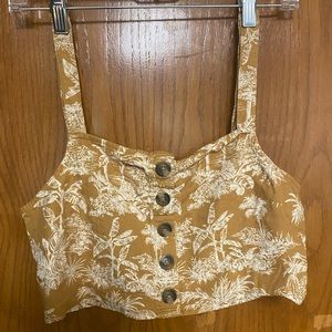 YELLOW TROPICAL AMERICAN EAGLE CROPPED TANK